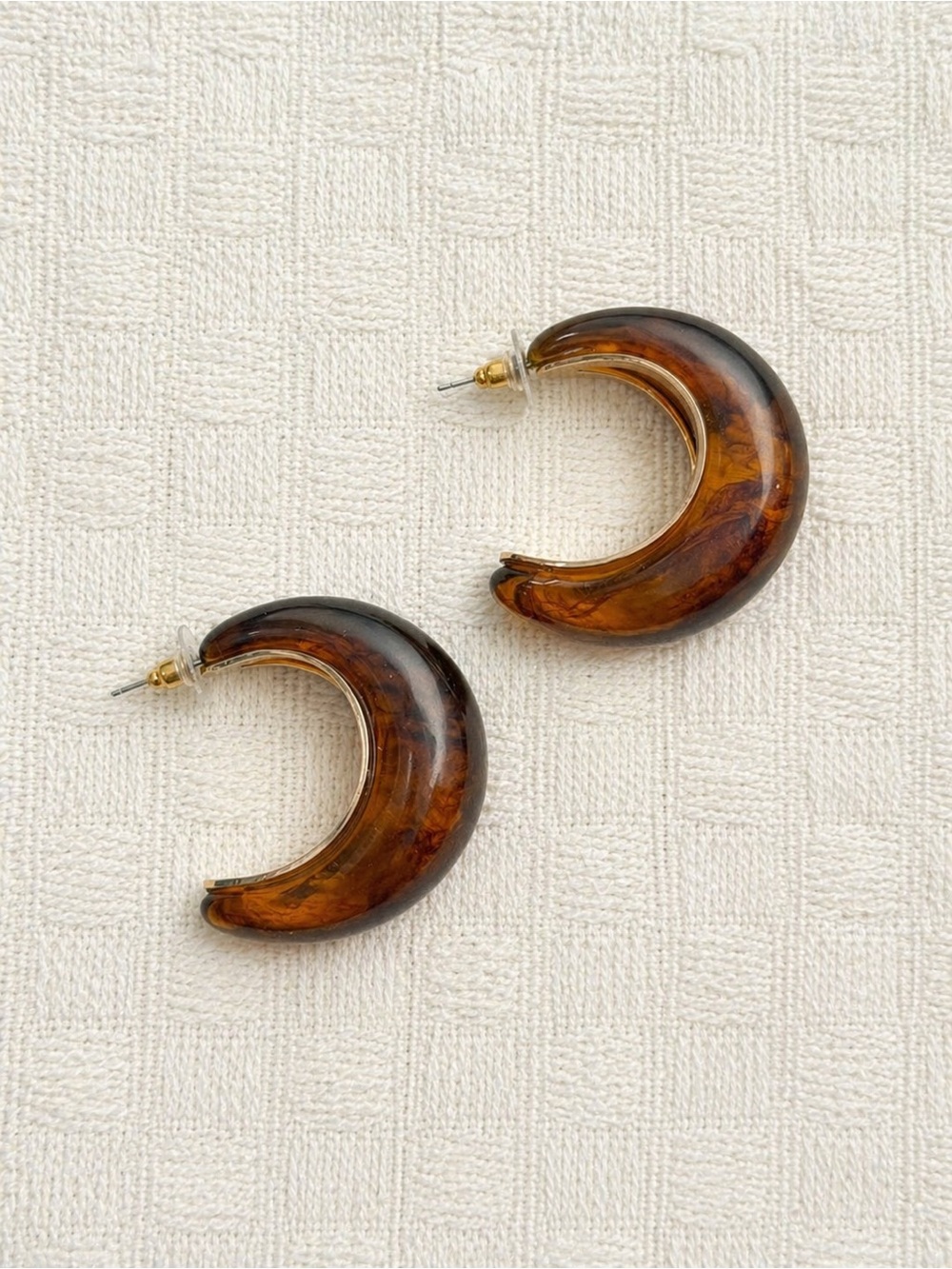 8 Other Reasons Chunky C-shaped Hoop Earrings Brown / Gold